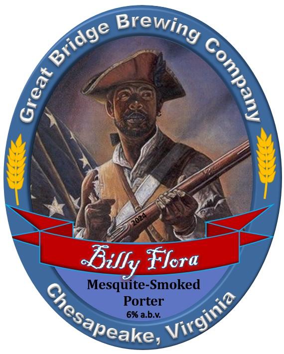 Billy Flora beer label featuring a Revolutionary War patriot with a musket