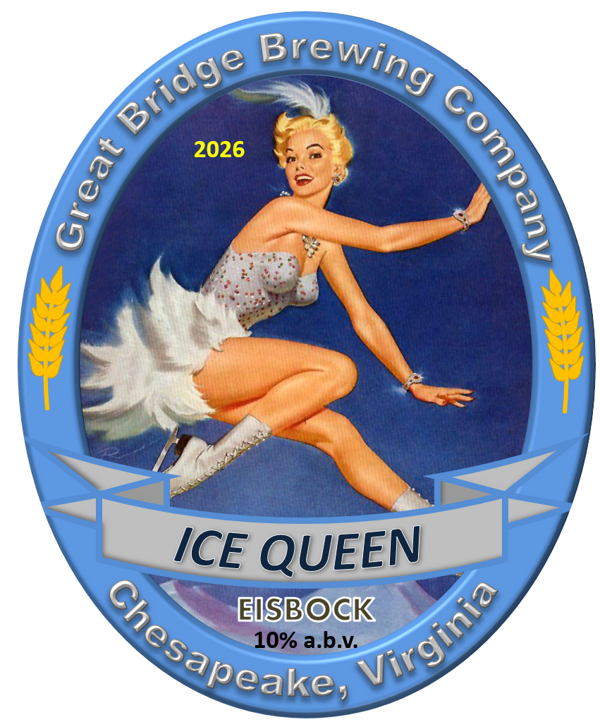Ice Queen beer label featuring a vintage-style figure skater