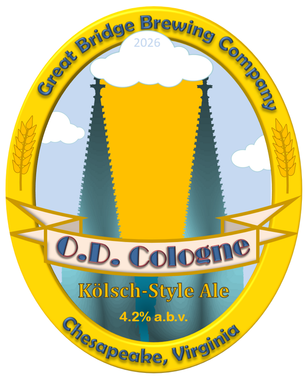 O.D. Cologne beer label featuring a beer glass between the spires of Cologne Cathedral